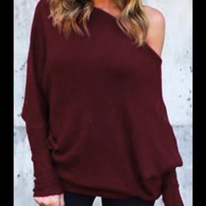 Off shoulder Burgundy Sweater