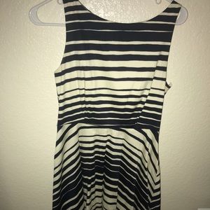 Navy blue and off white striped dress