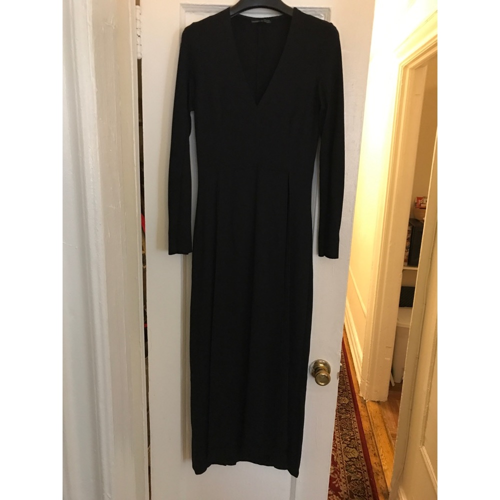 Zara Black Double Slit Front V Neck Top