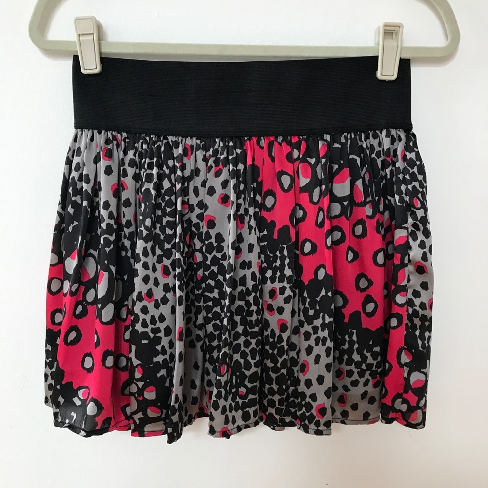 FOREVER21 Vintage Y2K Swingy Mini Skirt | M | Black, Pink & Gray