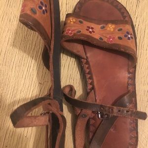 Flower Child Hand-Tooled Sandals from Baja, Mexico