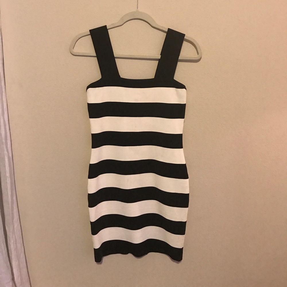 Black and White Stripes Bodycon Dress