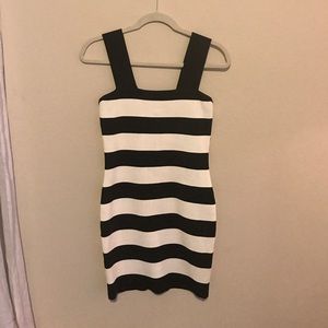 Black and White Stripes Bodycon Dress