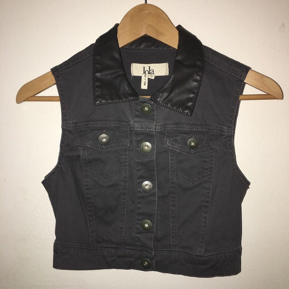 Cropped Jean Vest Jacket