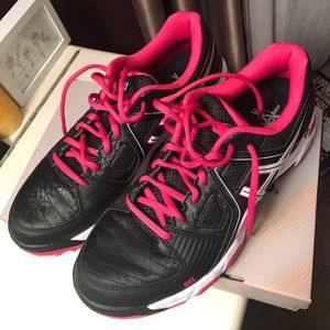 Pink and black Asics Turf Shoes
