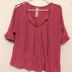 Magenta Ruffle Sleeve Top (Free People)