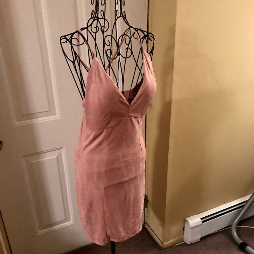 SALE!! ONLY $24!! Blush-Colored Low-Cut Mini Dress