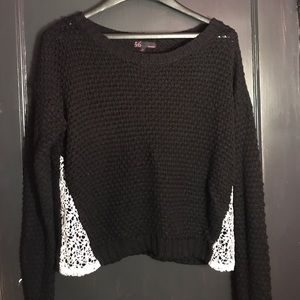 Black and white laced sweater