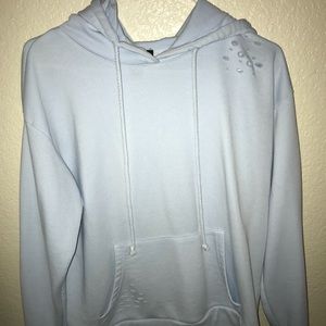 Baby blue distressed hoodie