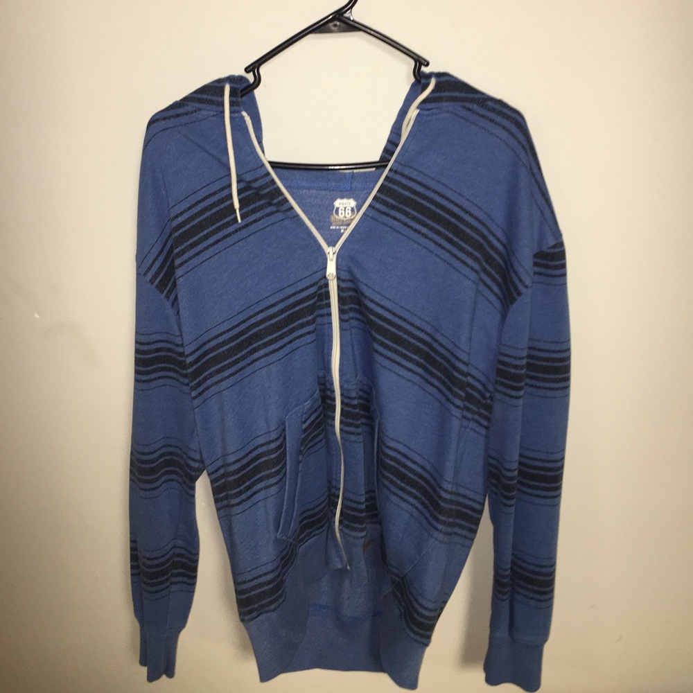 Blue and black zip up hoodie