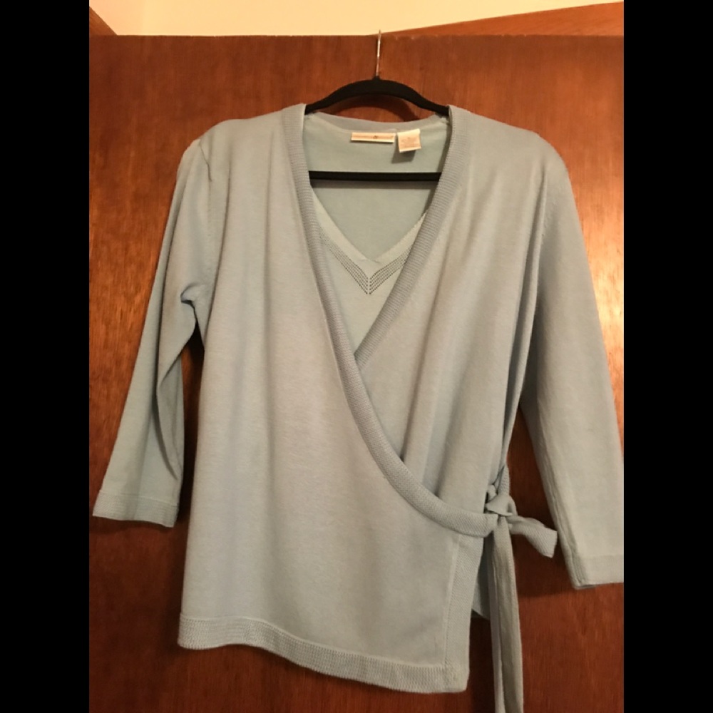 Sweater set - baby blue fine knit - small