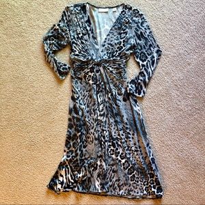 Grey and Black Leopard Print Dress