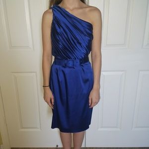 Royal blue satin Calvin Klein cocktail dress