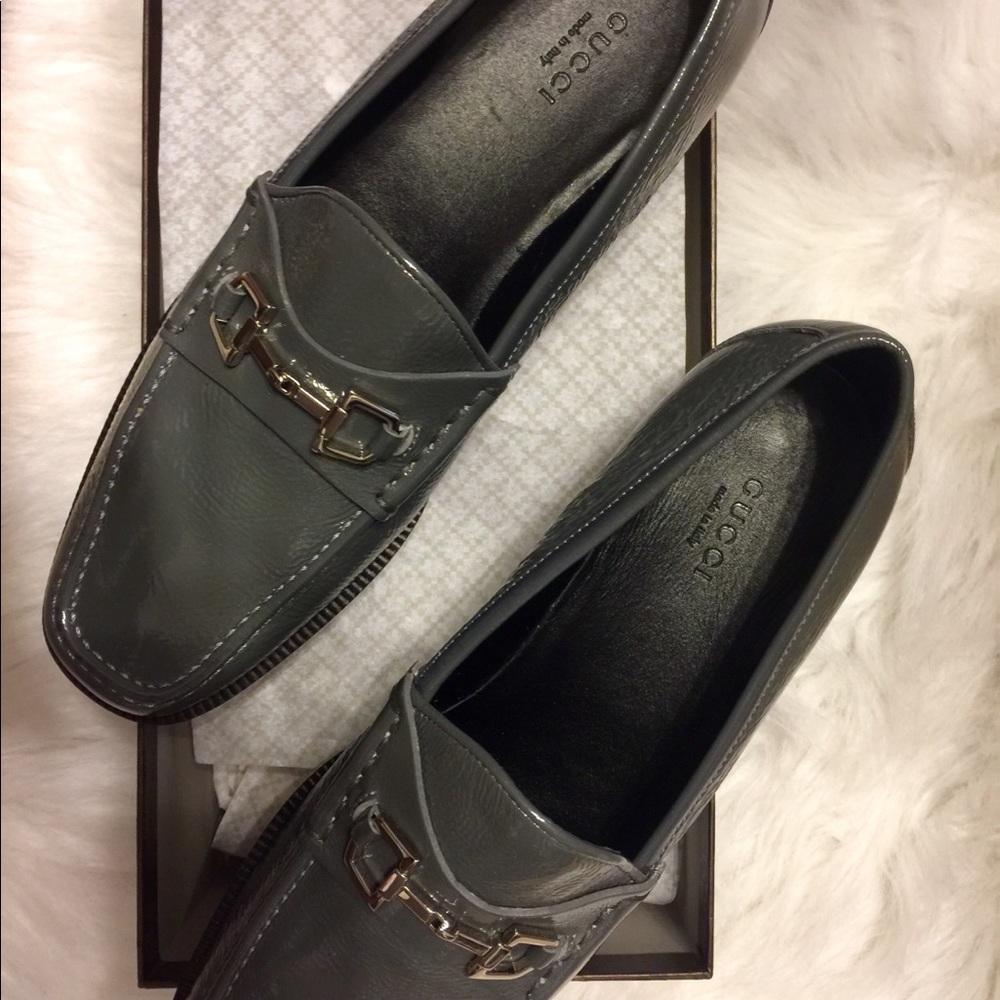 Gucci Patent Leather Horsebit Loafer - Grey