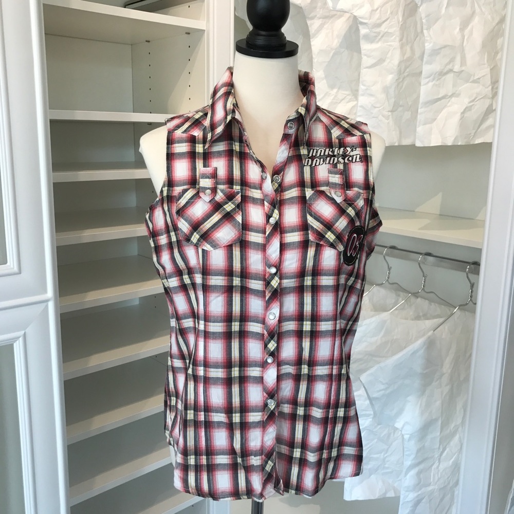 Harley plaid snap top