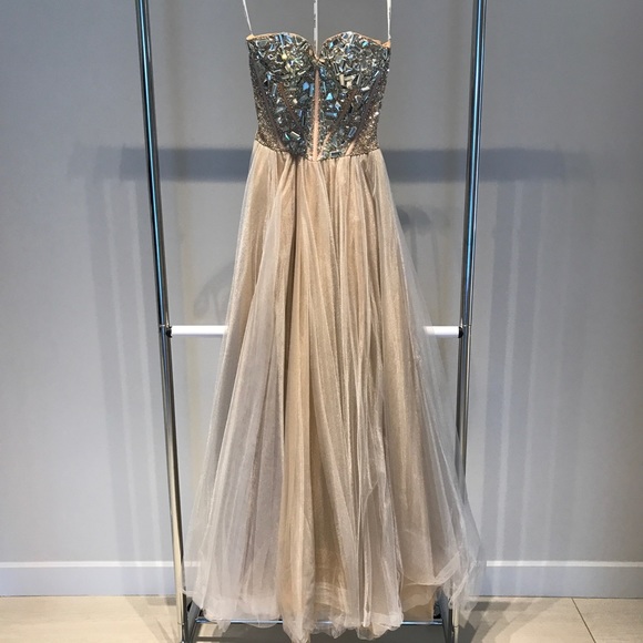 slim fit dress slacks Sherri Hill Fitted Metallic Corset Prom Dress 56237 Gold / 6