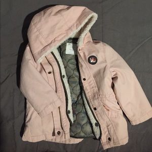 Zara girls light pink fully lined winter coat