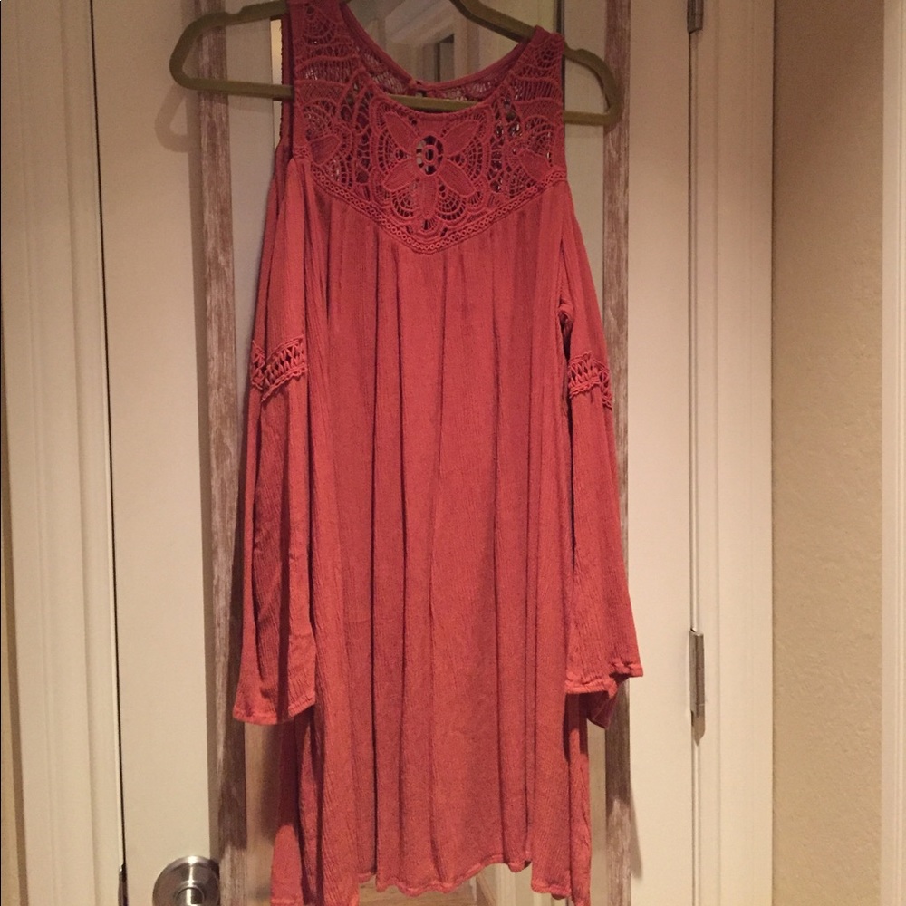 Boho cold shoulder mini dress