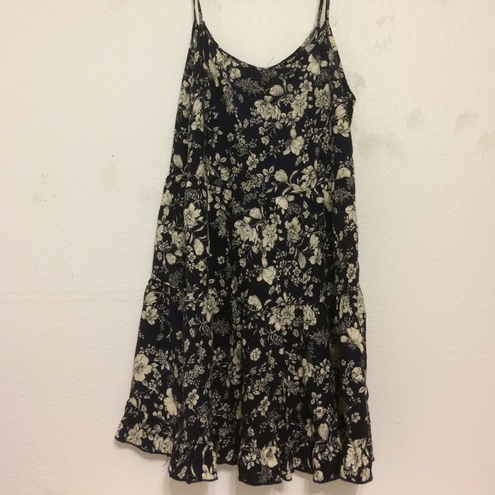 Navy Floral Tierred Babydoll Dress