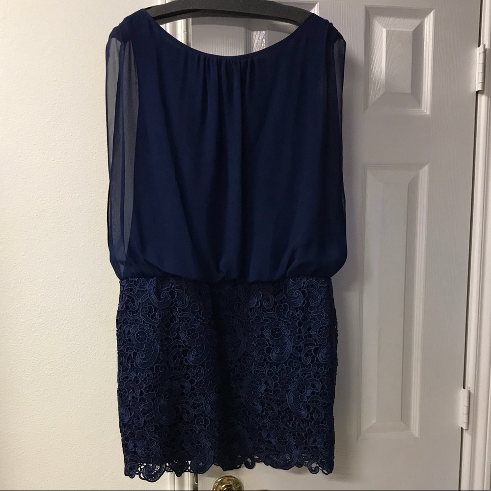Aidan Mattox Blue Lace Dress