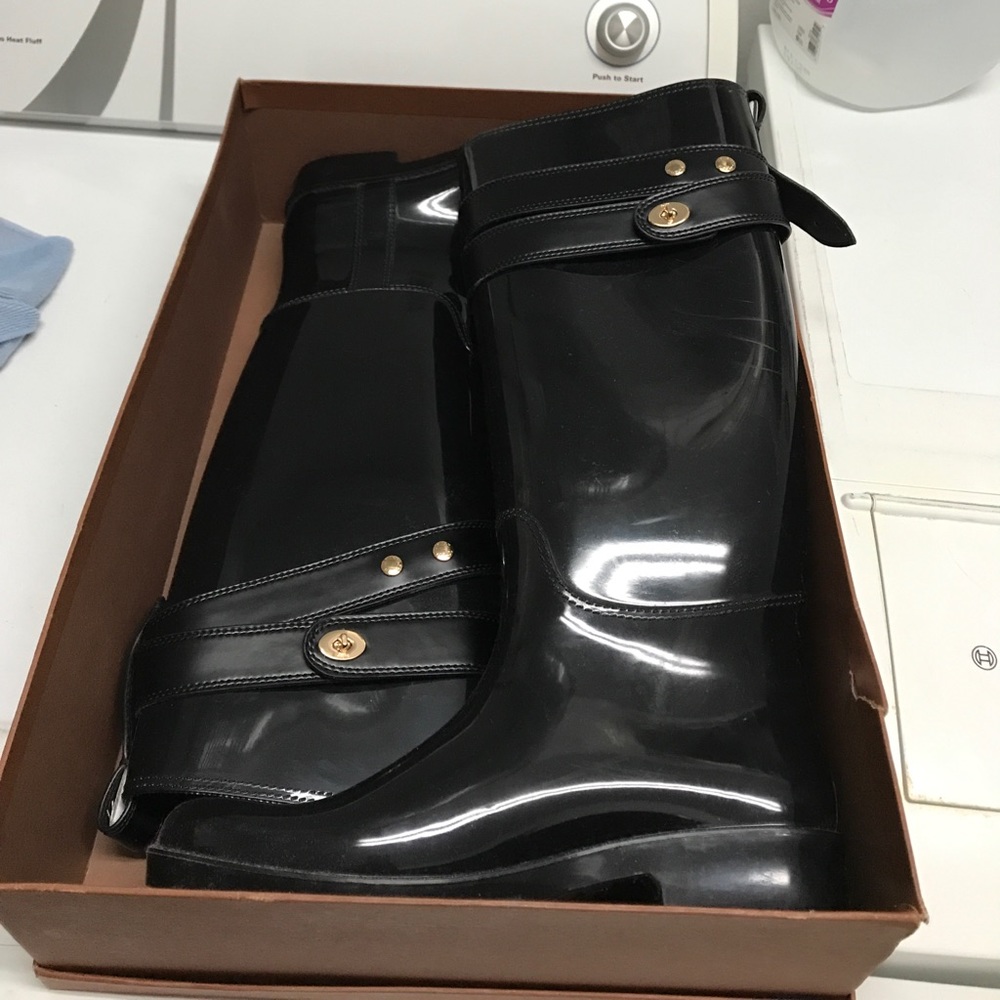 Coach black size 9 rain boots