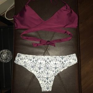 Brand New Bikini; Wine Red with Paisley Bottoms