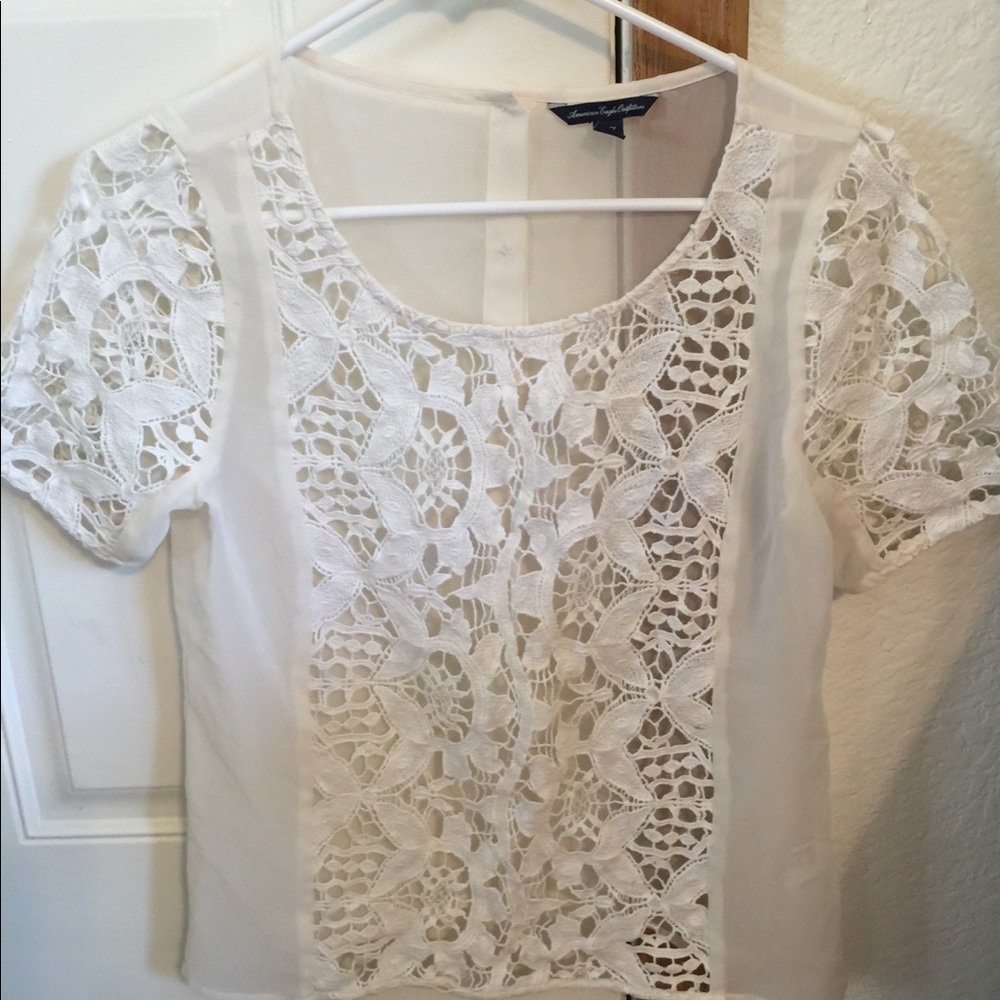 American eagle white lace blouse size small