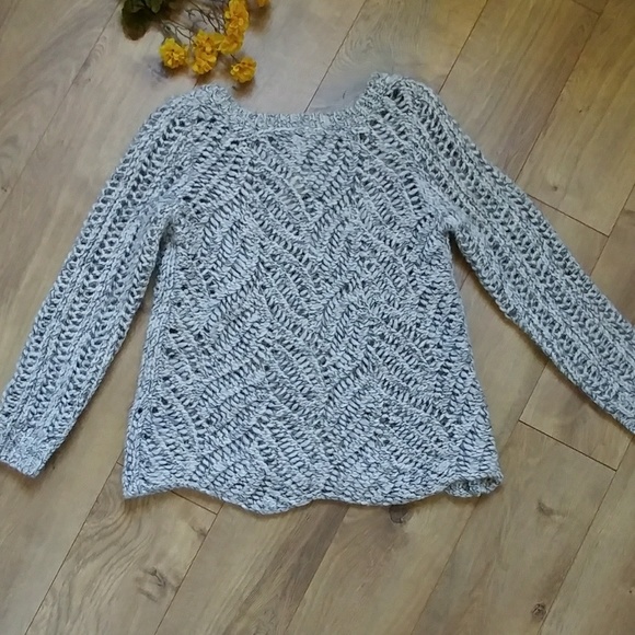 LOFT Sweaters - LOFT Gray Crochet Sweater