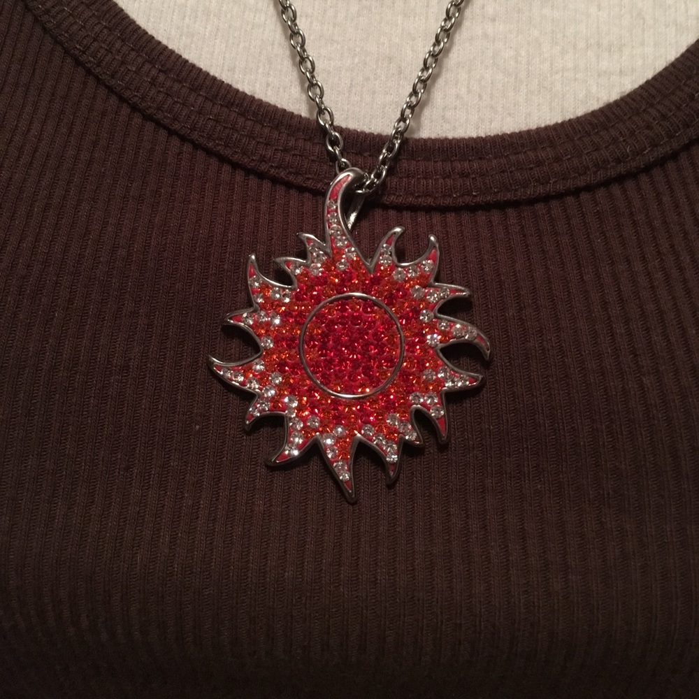 Silver Crystal Sunburst necklace