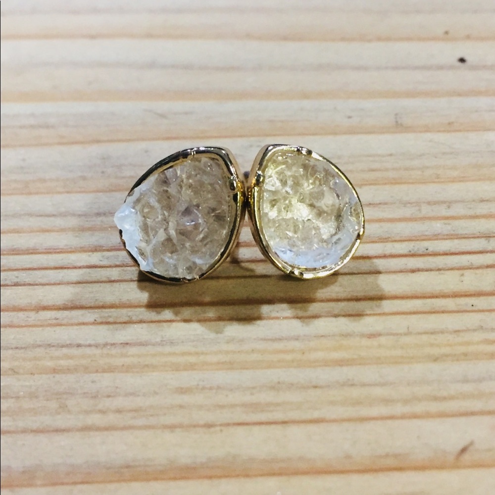 Clear Druzy Stud Earrings