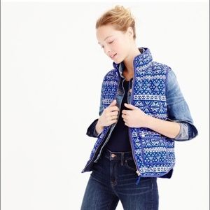 NWT J.Crew Petite Excursion Puffy Vest in FairIsle