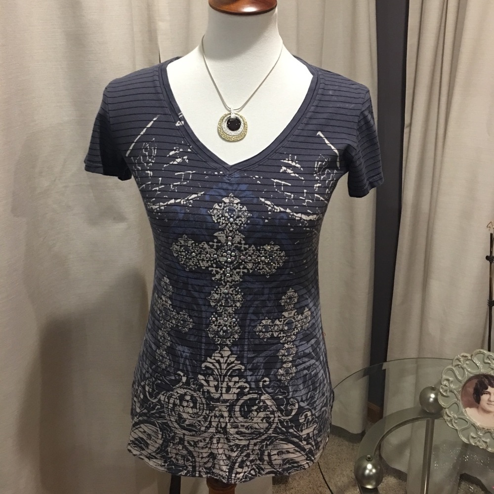 Cowgirls & Diamonds rhinestone cross shirt