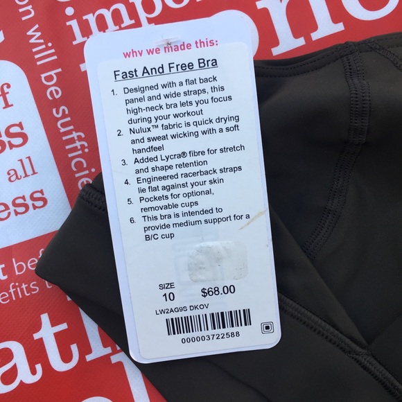 SOLD! Lululemon athletica Fast and Free Olive Bra - Picture 6 of 6