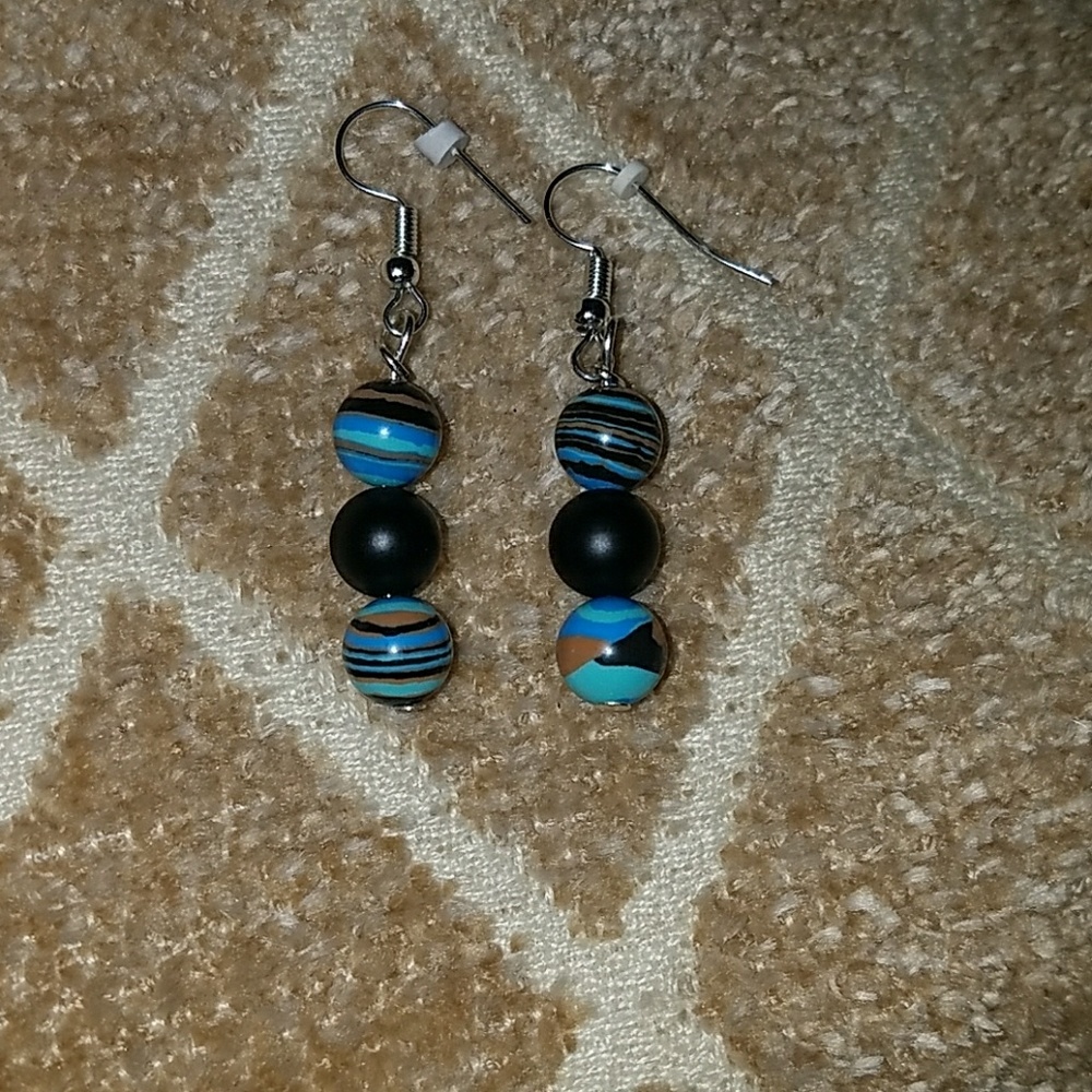 *Downtown Blue* Onyx Earrings