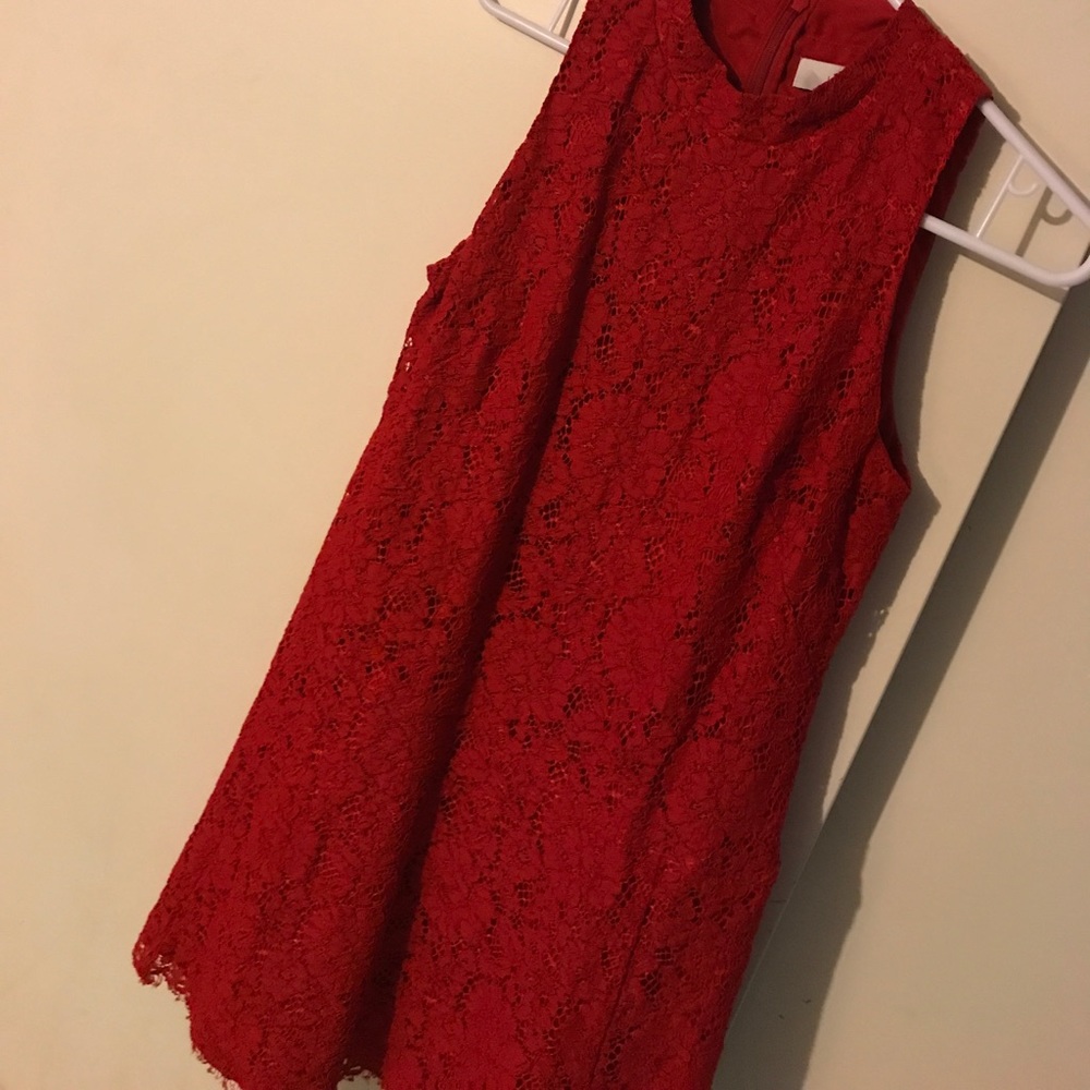 Red laced Loft dress.