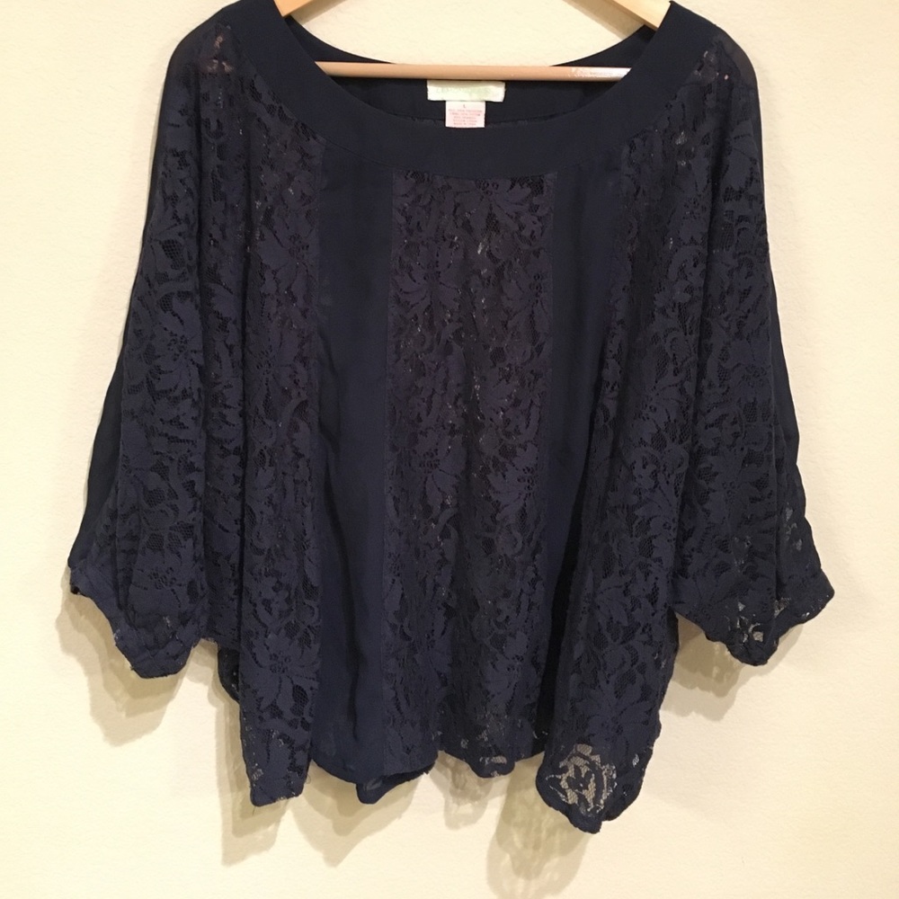 Lemongrass navy lace blouse