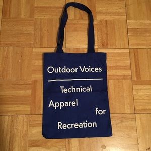 Outdoor Voices Blue Tote Bag with White Letters