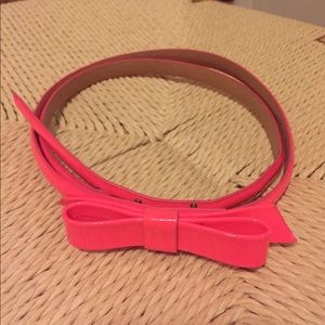 J.Crew hot pink patent leather belt with bow