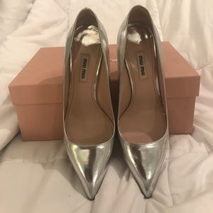 Silver/Glitter MIUMIU Heels (Good Condition)