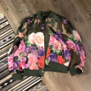 ASOS Brave Soul Bomber Jacket Camo + Floral Sz 12