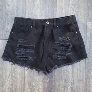 Forever 21 Black Cut Off Distressed Shorts