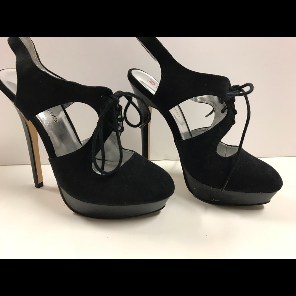 Black suede stiletto heels