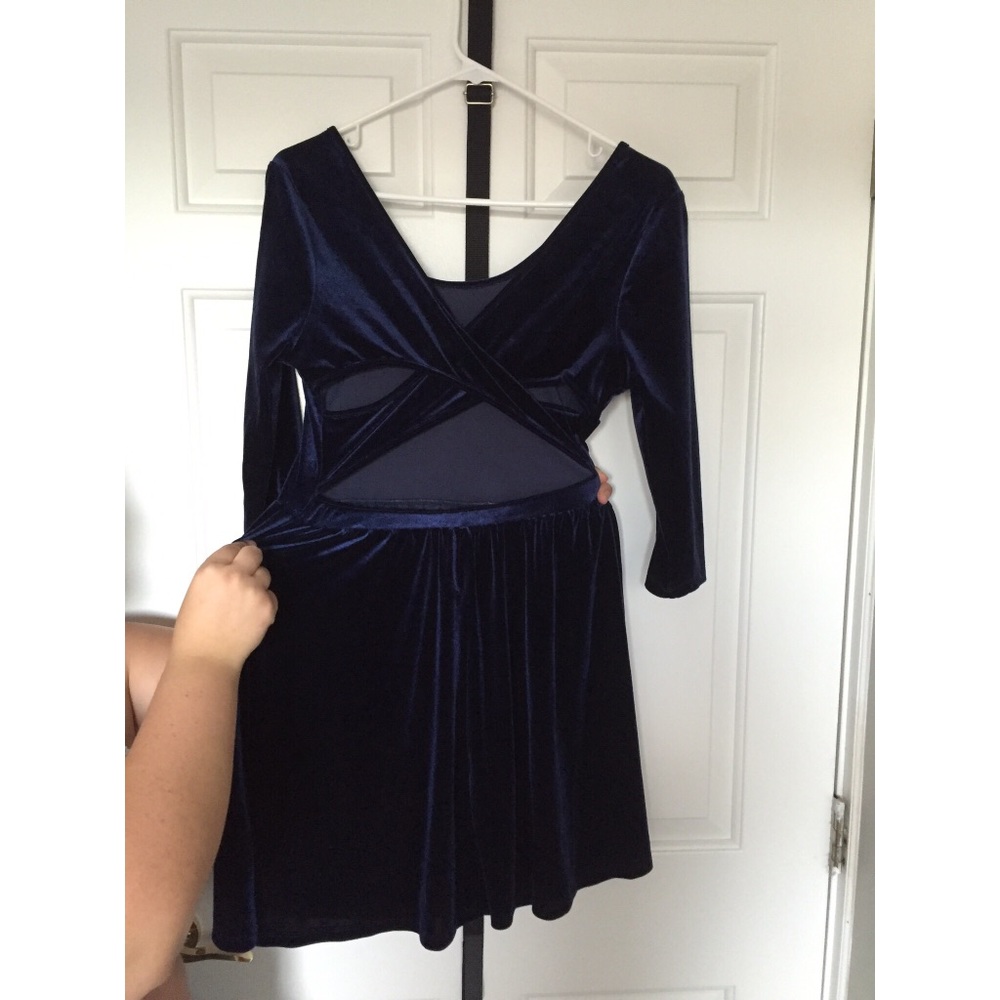 Forever21 Open-Back Velvet/Velour Skater Dress