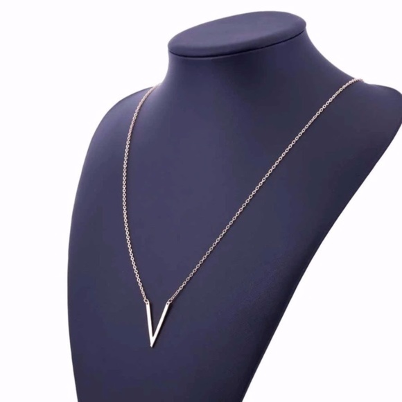 5 for $25 V Shape Pendant Long Necklace - Picture 4 of 7
