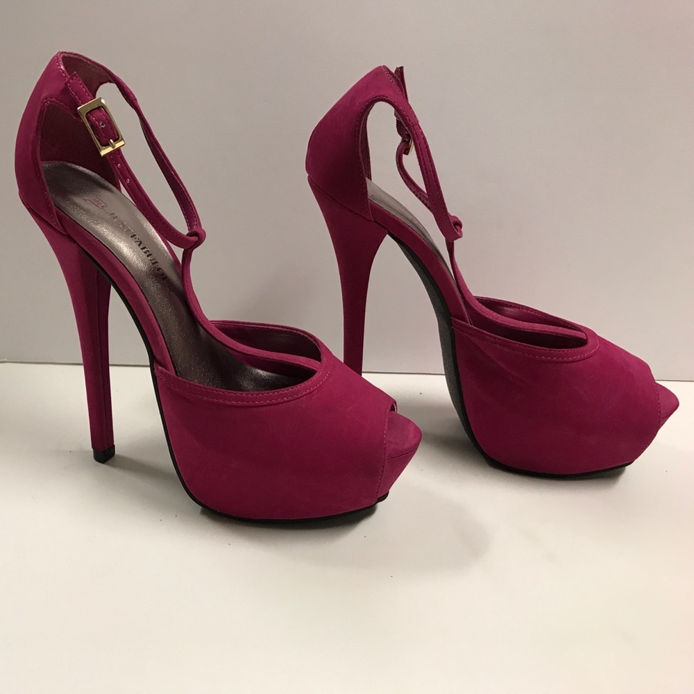 Fuchsia suede stilettos - 6”