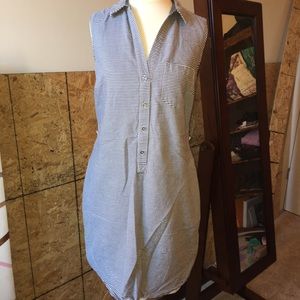 Blue and white striped t shirt dress