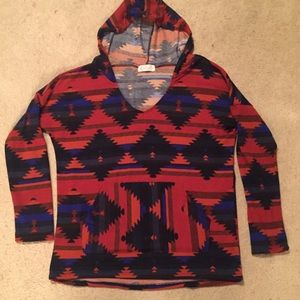 Aztec pattern pull over hoodie