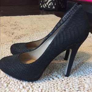Black INC snakeskin heels