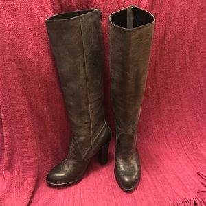 Enzo Angiolini Weathered-Black Back-Zip Tall Boots