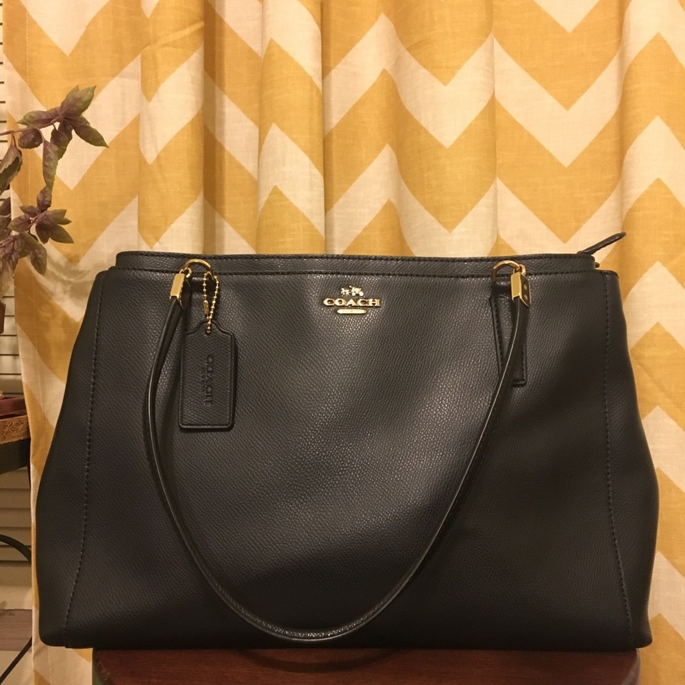 Coach Black Leather Four Pocket Bag